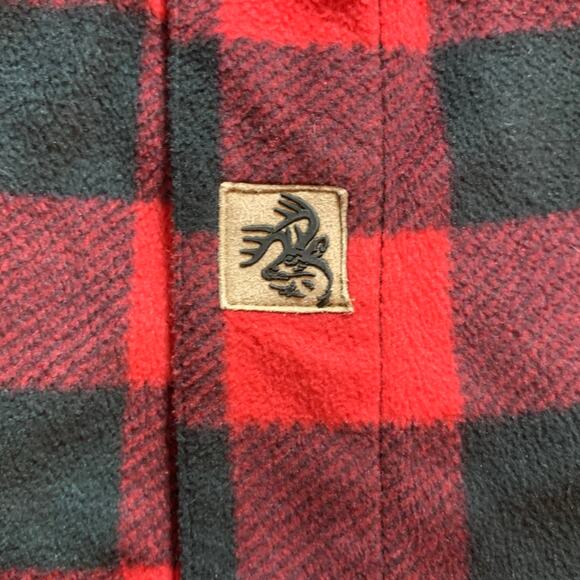 Legendary Whitetails Fleece Flannel Plaid Shirt Mens 3XL Red Tan Black Button Up - Picture 6 of 15